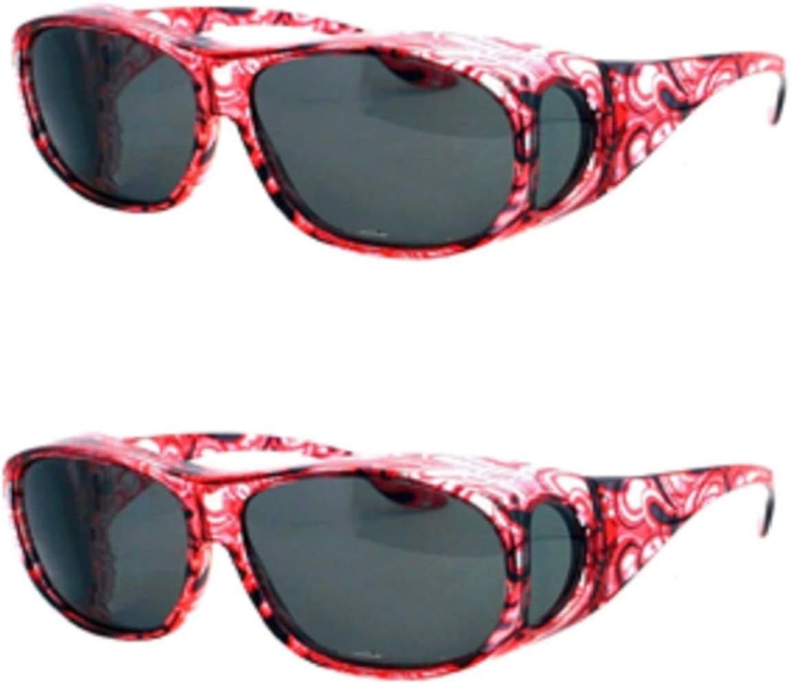 2 Pair Large High Definition Polarized Rhinestone Fit Over Reading Glasses Sunglasses Anti Glare Oval Rectangular