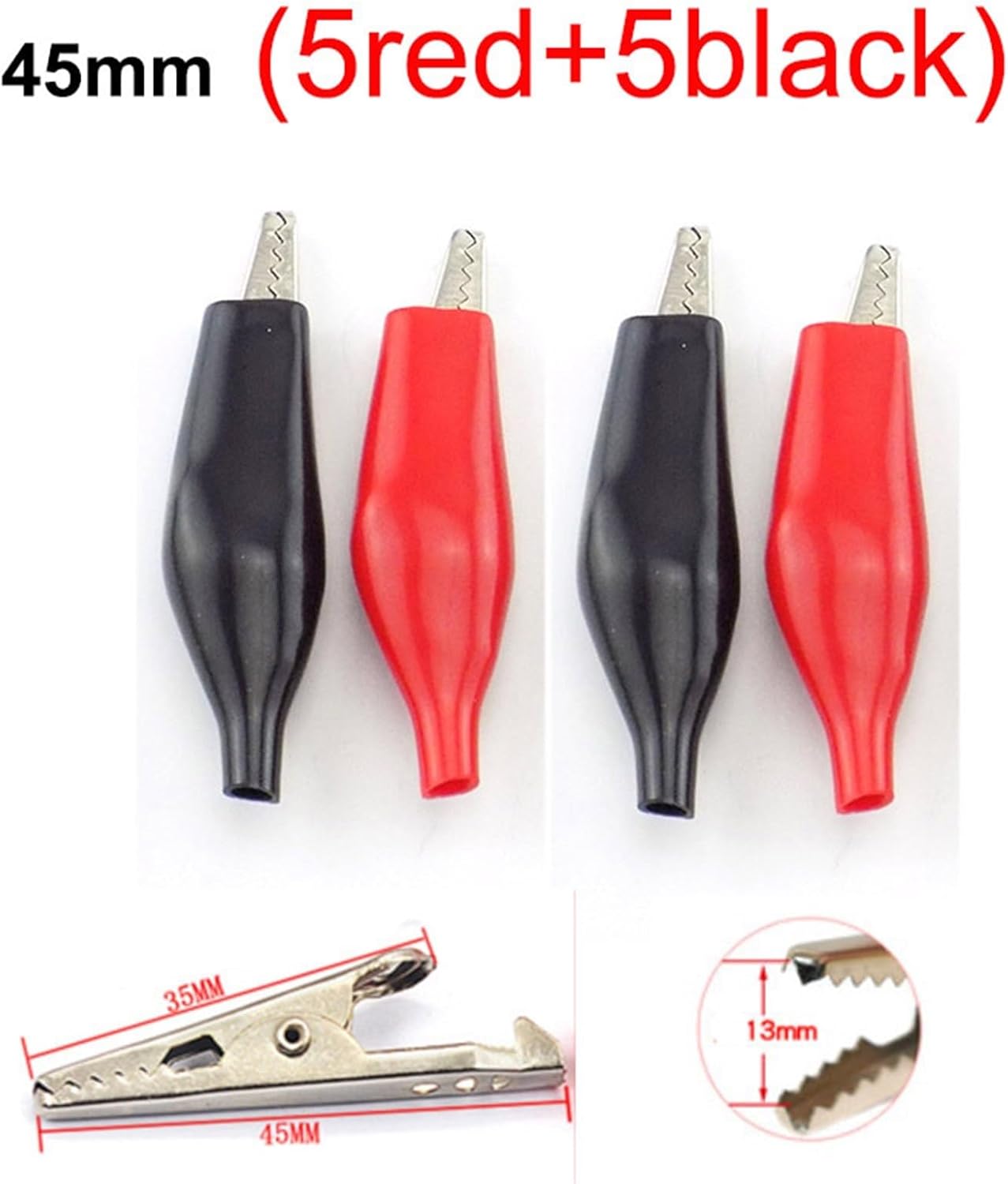 28mm 35mm Alligator Clip Connector Crocodile Clips Test Lead Hook Electrical Cable Connector Tester Probe(10pcs 45mm)