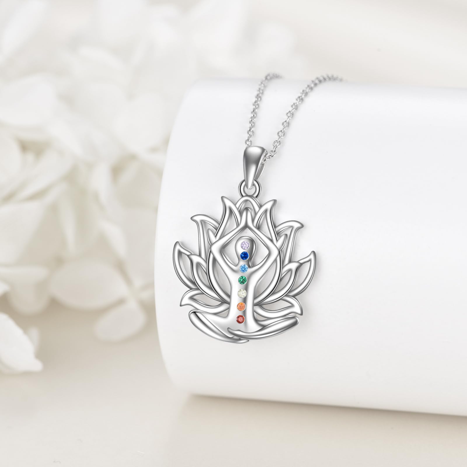 YAFEINI Chakra Ketten für Damen Sterling Silber Baum des Lebens/Schutzengel Flügel/Schmetterling Kreuz Halskette Muttertags Geschenk für Frauen Mädchen