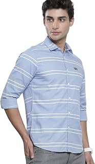 The Indian Garage Co Men Slim Fit Striped Full Sleeves Spread Collar Casual Shirt Price In India