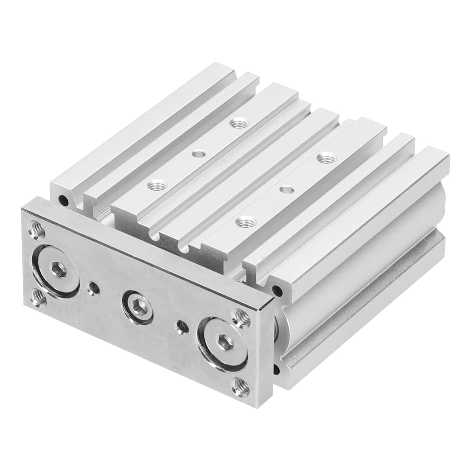 Gleitlager-Pneumatikzylinder, Aluminiumlegierung, Doppeltwirkender Luftzylinder, 25 Mm Bohrung, 50 Mm Hub, 3-Stangenführung für Automatisierungssteuerung, Robotik, Druckspannung