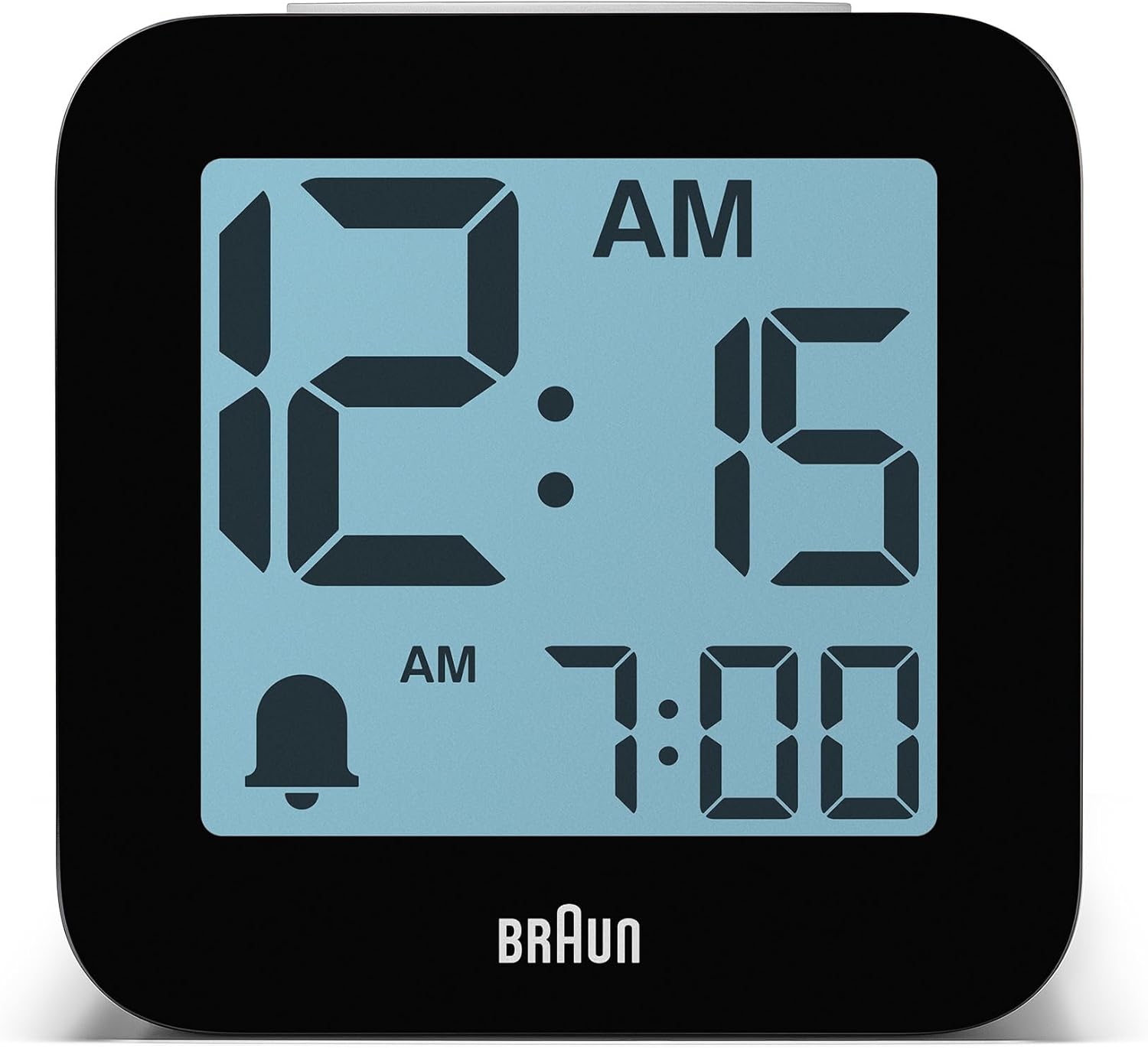 Braun Digital Speaking Alarm Clock with Snooze, Positive LCD Display, Spoken Setting Options, Crescendo Beep Alarm in White, Model BC25WP.