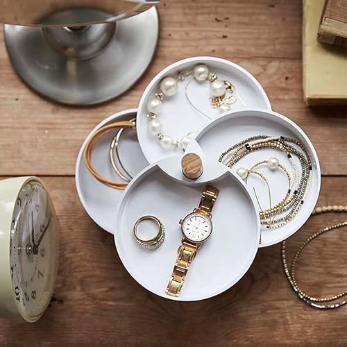 Miniatura 6 de Yamazaki Home Joyero apilado de plástico + madera pequeña blanca