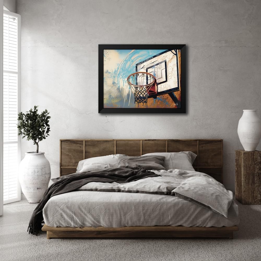 ArtDirect Graffiti Basketball Hoop Custom Framed Art Print Giclee Print or Canvas Options with Various Sizes and Customization by Rae, Marla