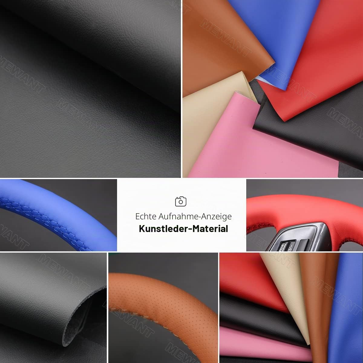 MEWANT Passgenauer Lenkradbezug zum Nähen für BMW M3 | E46 E39 330i 540i 525i 530i 330 Ci M3 2001-2003 Custom Design Atmungsaktiv Für Beheizte Lenkräder Langlebig