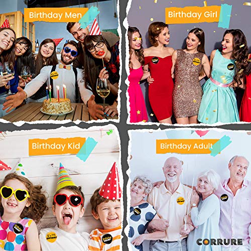 Corrure 18Pcs Birthday Button Pins 2.35" - Party Birthday Pins For The Whole Birthday Squad - Unisex Pinback Badge Crew Favors Supplies For 18Th, 21St, 25Th, 30Th Birthday, Adults, Kids, Men Or Women #TOP1