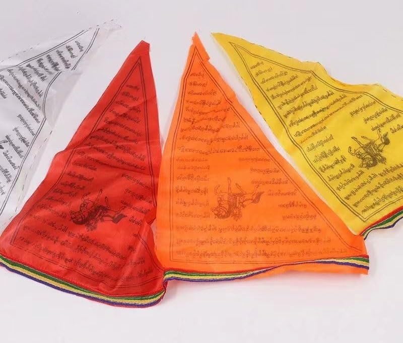 Tibetisch-buddhistische Gebetsfahnen, Gebetsdekoration, Dreiecksbanner, tibetisches buntes Seidenbanner, Fengmaqi Long Da-Wimpel, 6,5 Meter, 25 Seiten, Flaggen (Color : 10 pcs)