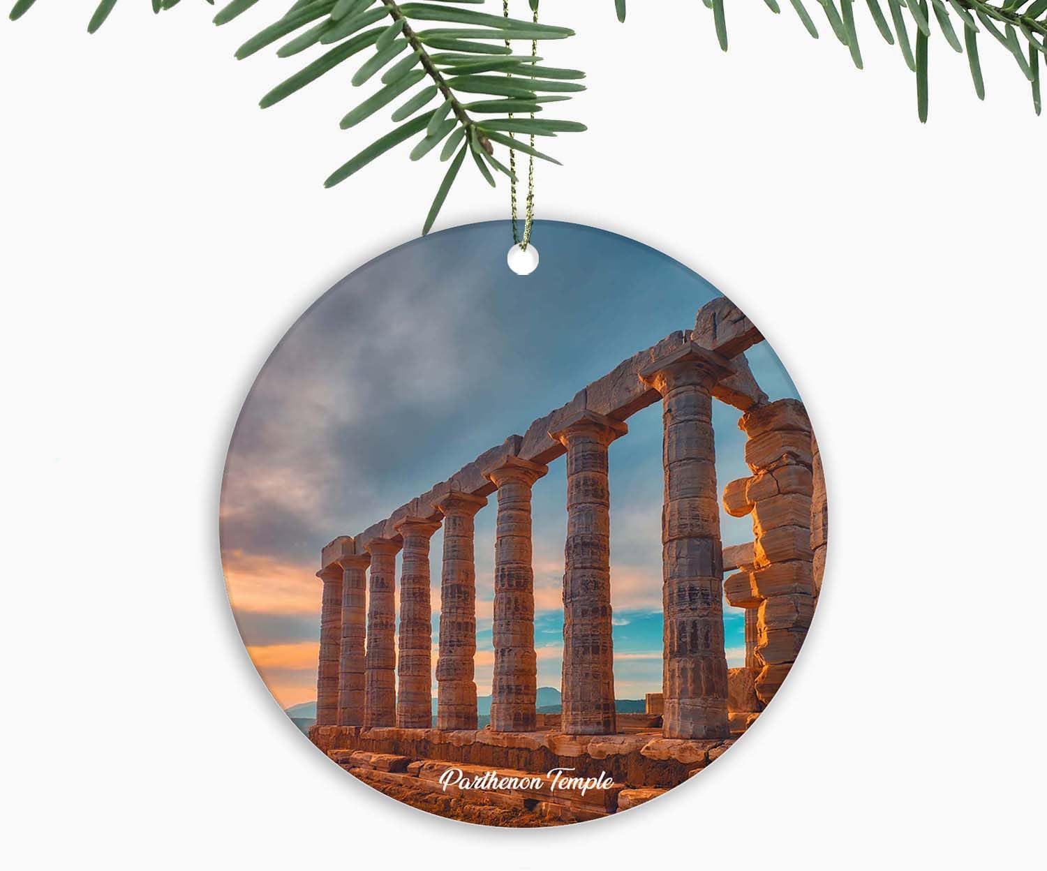 Parthenon Temple Greece Christmas Ornaments City Souvenir Greece,Xmas Tree Hanging Ornaments Ceramic Keepsake