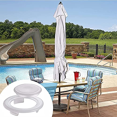 Kechio 2 Inch Patio Table Umbrella Hole Ring And Cap Set, Standard Size Umbrella Thicker Hole Ring Plug And Cap Set (Translucent, 2 Set) #TOP1
