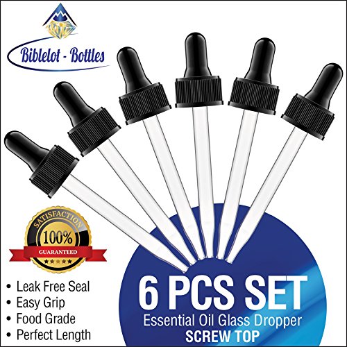 5ML Glass Eye Droppers, Black Bulb Screw Top Glass Droppers Compatible with 5 Ml Essential Oil Bottles, Such as doTerra, Young Living 6 Pack (6) 5ML Glass Eye Droppers, Black Bulb Screw Top Glass Droppers Compatible with 5 Ml Essential Oil Bottles, Such as doTerra, Young Living 6 Pack (6)