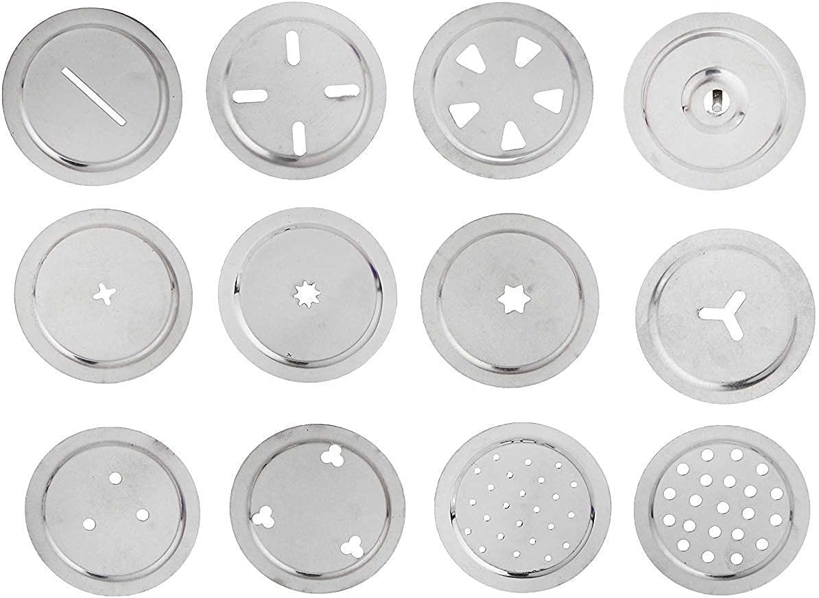 Stainless Steel Namkeen Maker Handle Presser With 15 Different Sieves For Namkeen, Bhujia, Snacks, Chakli, Noodles, Idiyapam, Gathiya & Savoury- Pack Of 1