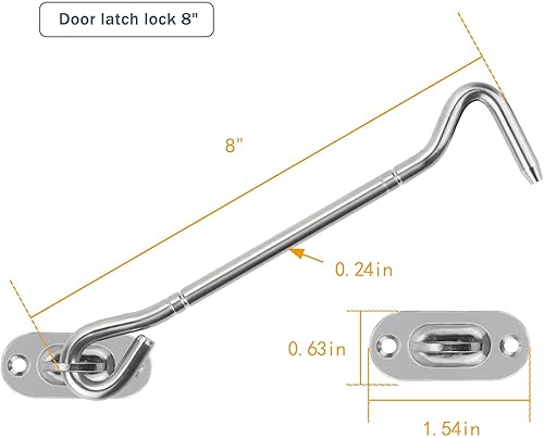 Miniatura 2 de 4 piezas de herrajes de acero inoxidable para puerta de granero, pestillo de puerta deslizante con gancho para ojos, pestillo de puerta de acero