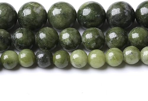 Miniatura 2 de 60 cuentas de jade natural natural del sur de 0.236 pulgadas (0.236 in), cuentas redondas sueltas de piedra para la fabricación de joyas, bricolaje