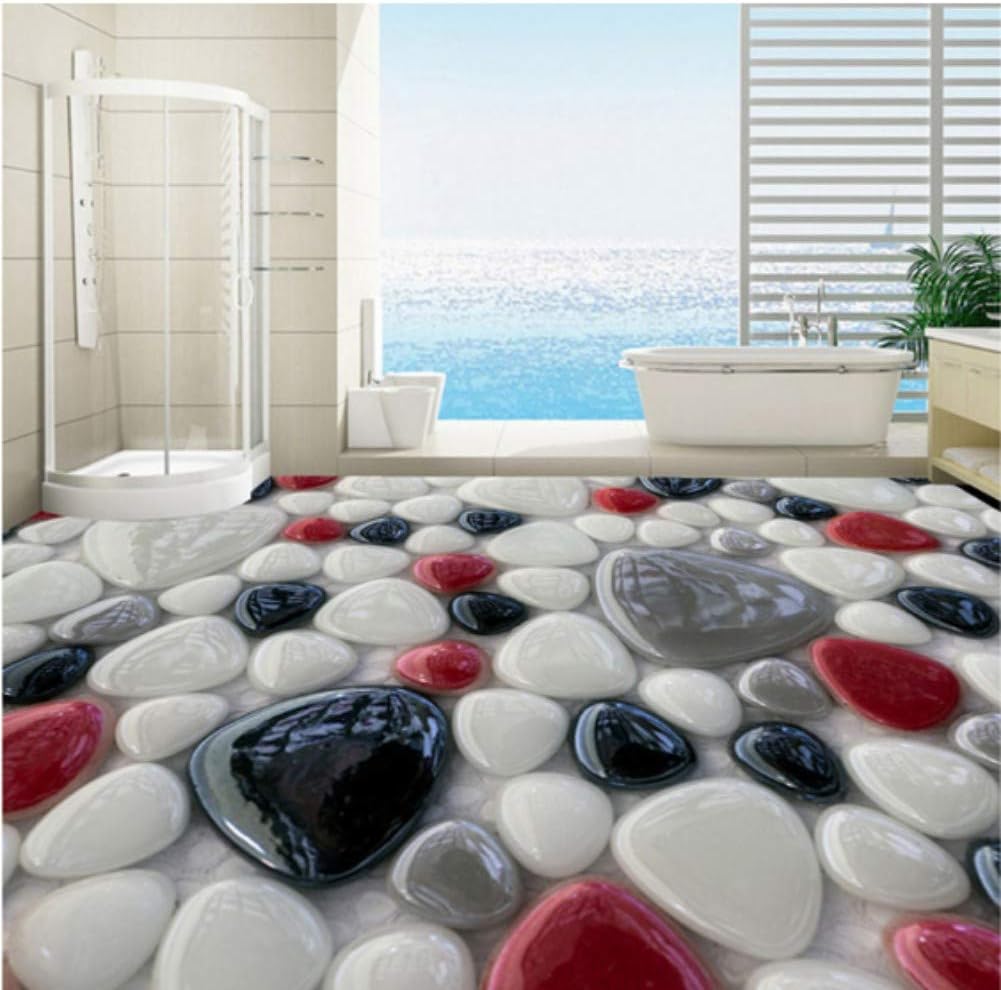 Amazon Iusasdz カスタム壁画壁紙3dカラー石畳床絵画リビングルーム浴室自己接着現代壁アート床壁紙a 0x140cm 壁紙