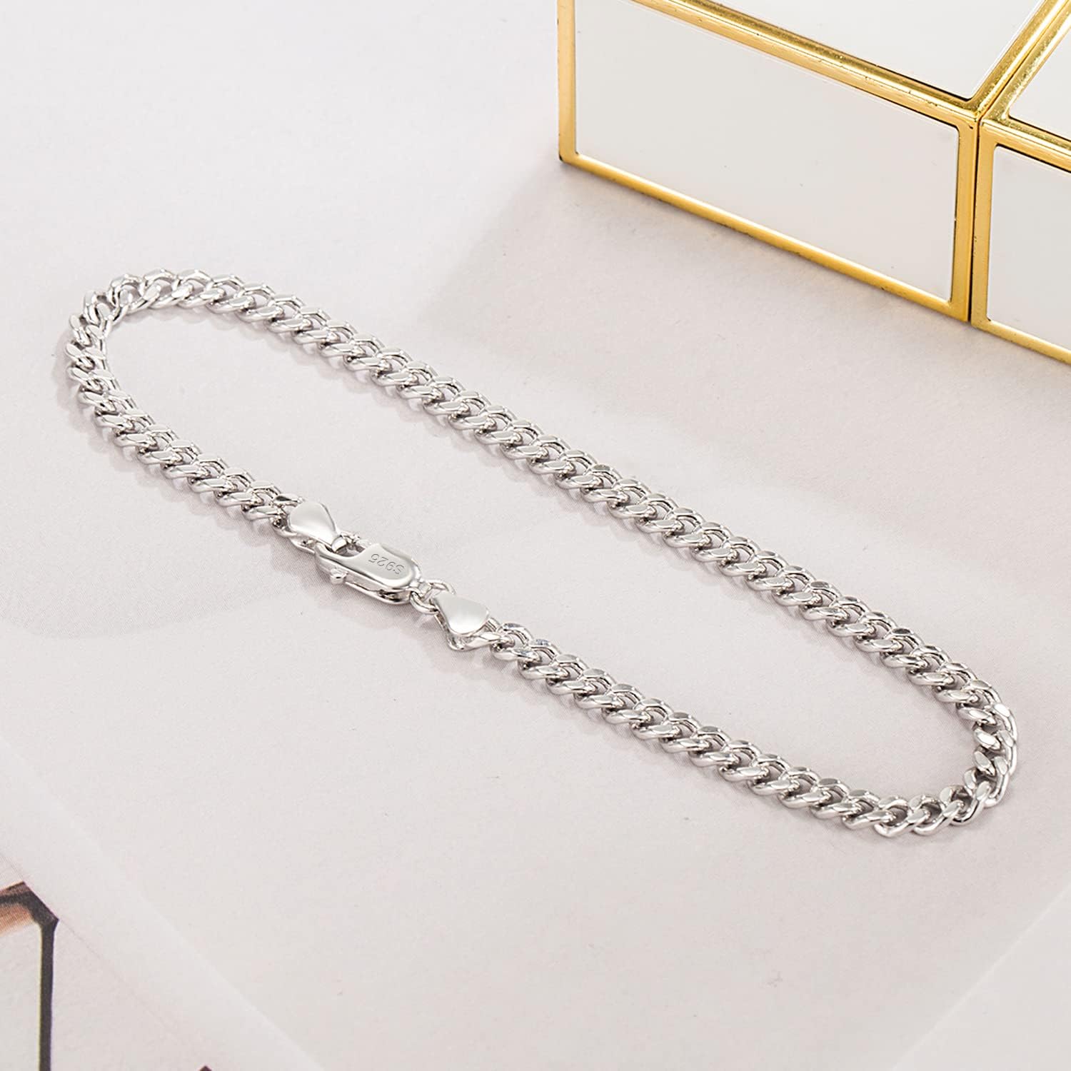 Dankadi Italian Sterling Silver Cuban Link Chain Bracelet Men 3MM 4MM 5MM 6.3 "6.7" 7 "7.5" 8 "8.5" 9 "Solid 925 Silver Bangle For Woman Cuff Jewelry Gift - Image 8