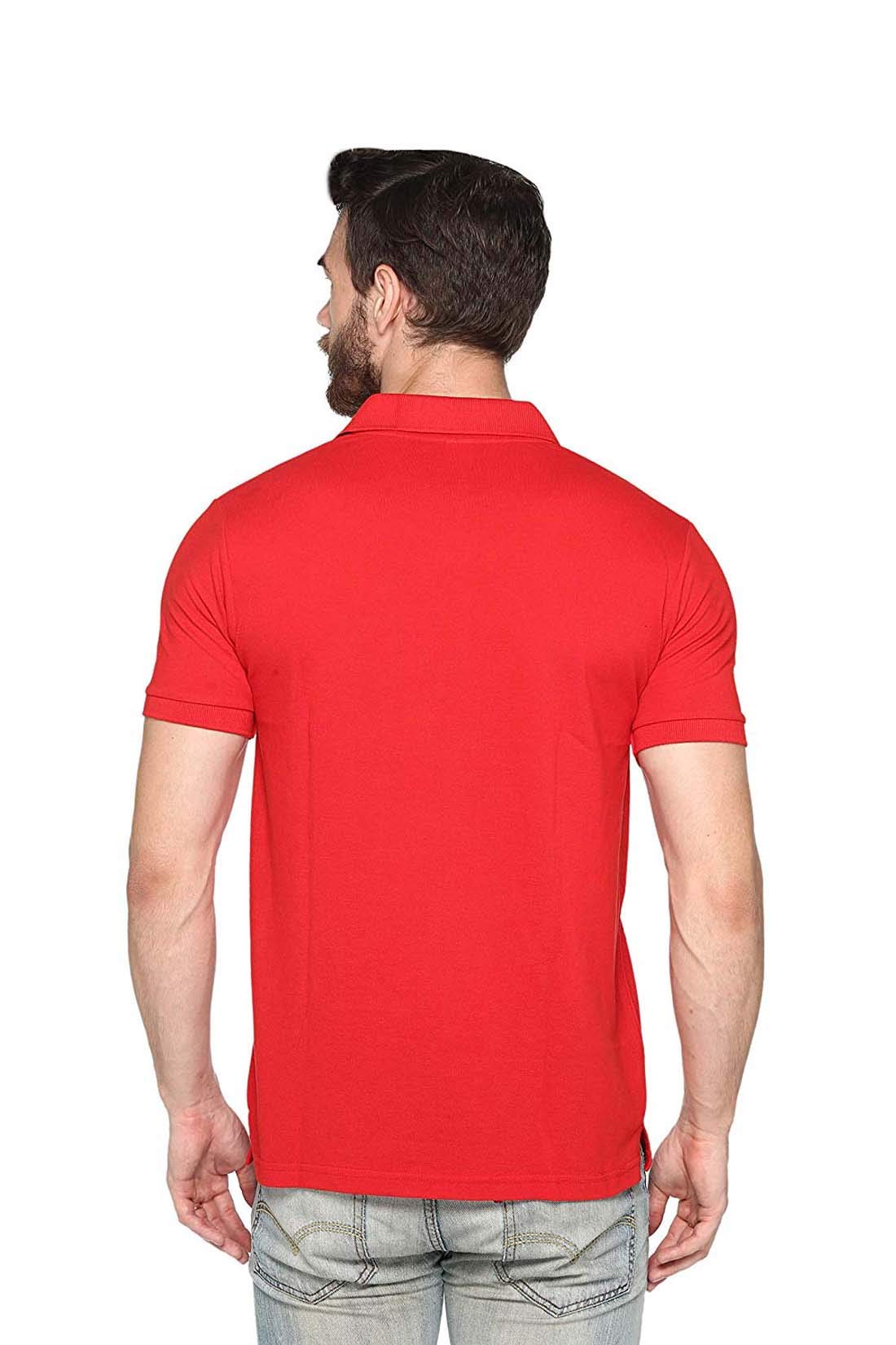 UXOS Men's Comfort Soft Plain Red Polo Collar Half Sleeve T-Shirt