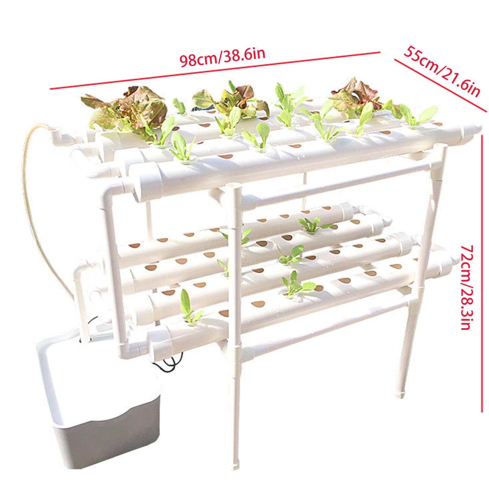Kit de culture hydroponique, 72 trous, 8 tuyaux, 2 couches, construction verticale pour plantes végétales, culture hydroponique, jardin, terrasse, systèmes de culture hydroponique pour
