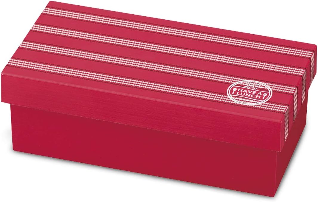 CTC-119336 Bento Box, Red, 3.5 x 6.9 x 2.4 inches (90 x 176 x 61 mm), Box Style, Have a Lunch Border, Red, L