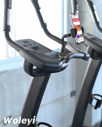 Miniatura 6 de Soporte de teléfono giratorio de cuello de cisne, soporte para teléfono celular, abrazadera de manillar de bicicleta estática para bicicleta