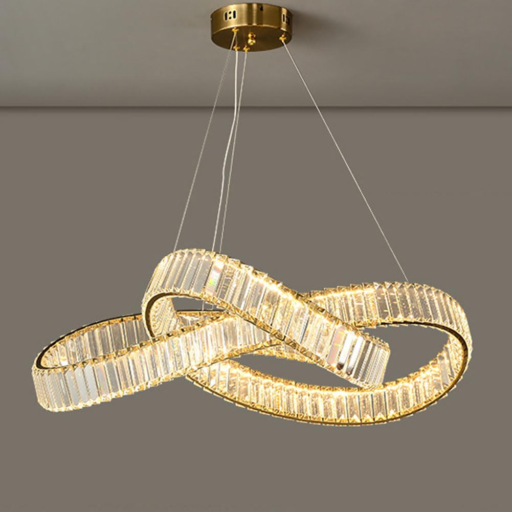 LEILIUDD Lamp, Minimalist Circle Creative Crystal Chandelier, Light Wire Cut Crystal Lamp Ceilings, for Living Room Aisle Bedroom Dining Room Ceiling Lighting, Chandeliers Ceiling Light/60Cm