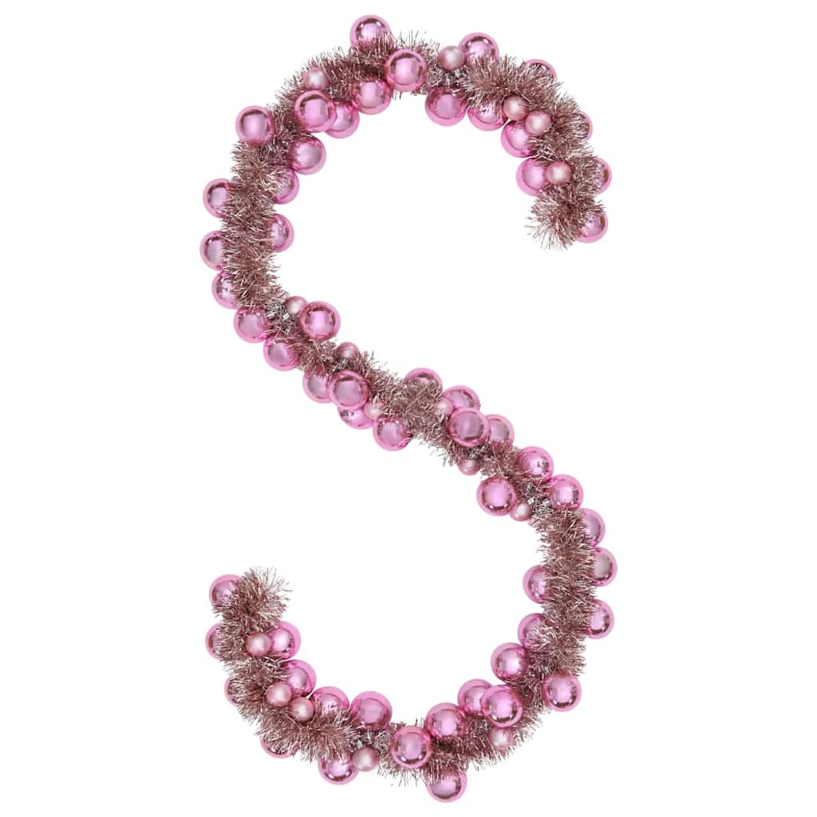 Gecheer Weihnachtskugelgirlande Rosa 186 cm Polystyrol, Weihnachtskugeln Set Kunststoff-Kugeln für Weihnachtsbaum Fenster Adventskranz Gartenparty Winterdekoration42019690