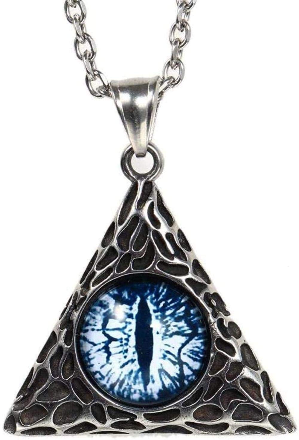 GPWDSN Necklace Jewelry Creative Triangle Eye Pendant Necklace Titanium Steel Pendant Necklace Stainless Steel Pendant Necklace Titanium Steel Punk Style Retro Men s Yellow-Blue Gift for Women Men