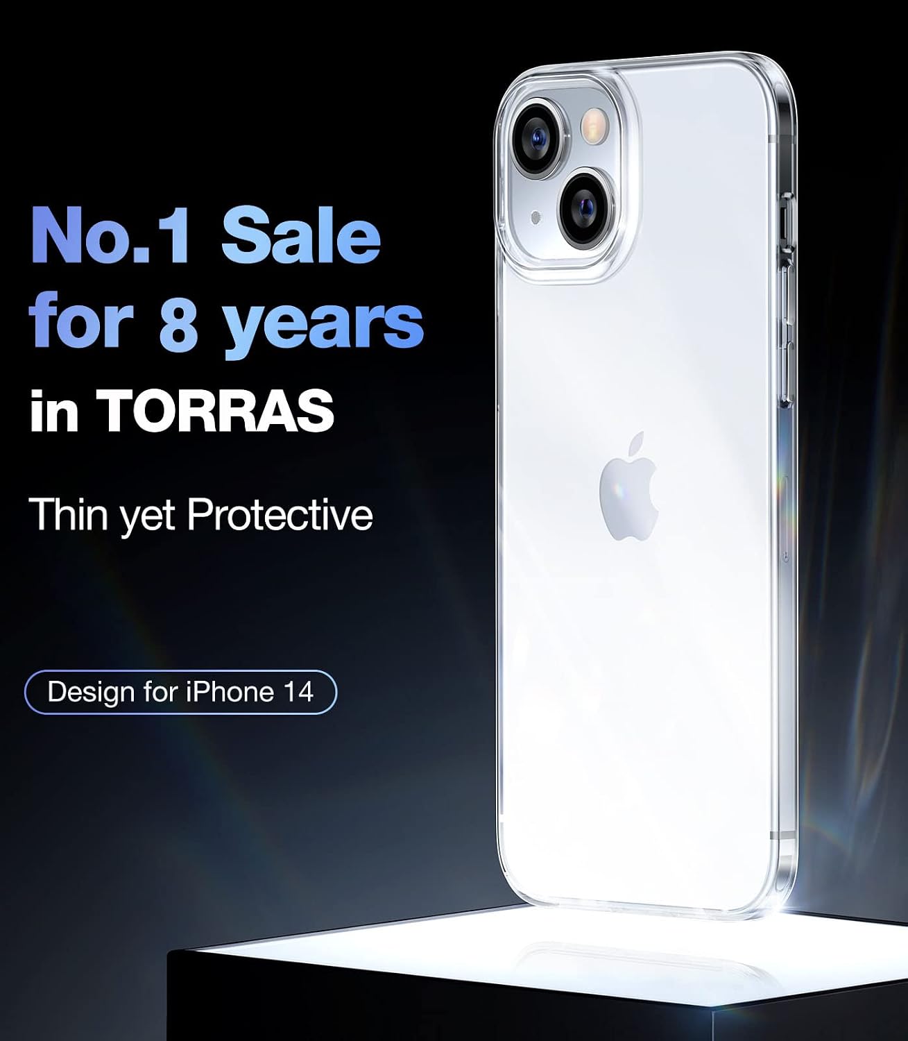TORRAS Crystal Clear Designed for iPhone 14 Case, [Non-Yellowing] Slim Fit Ultra Thin [Military Drop Protection] Soft Silicone TPU Shockproof Protective Cover Case for iPhone 14 6.1 Inch, Clear