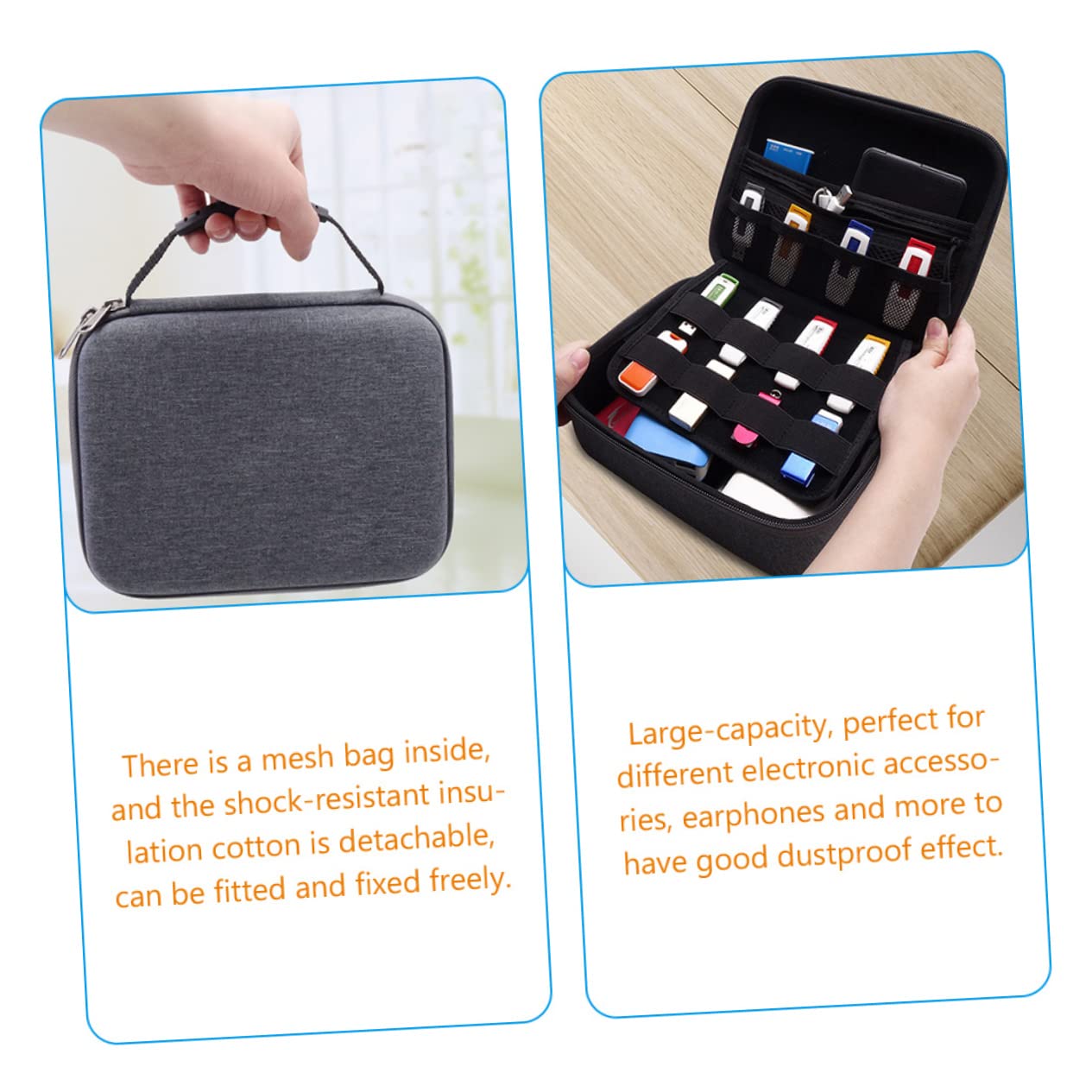 SECFOU Organizzatore Per Cavi Usb Elettronico Da Viaggio Realizzato in Eva Tessuto Oxford Durevole E Leggero Cerniera Design A Strappo