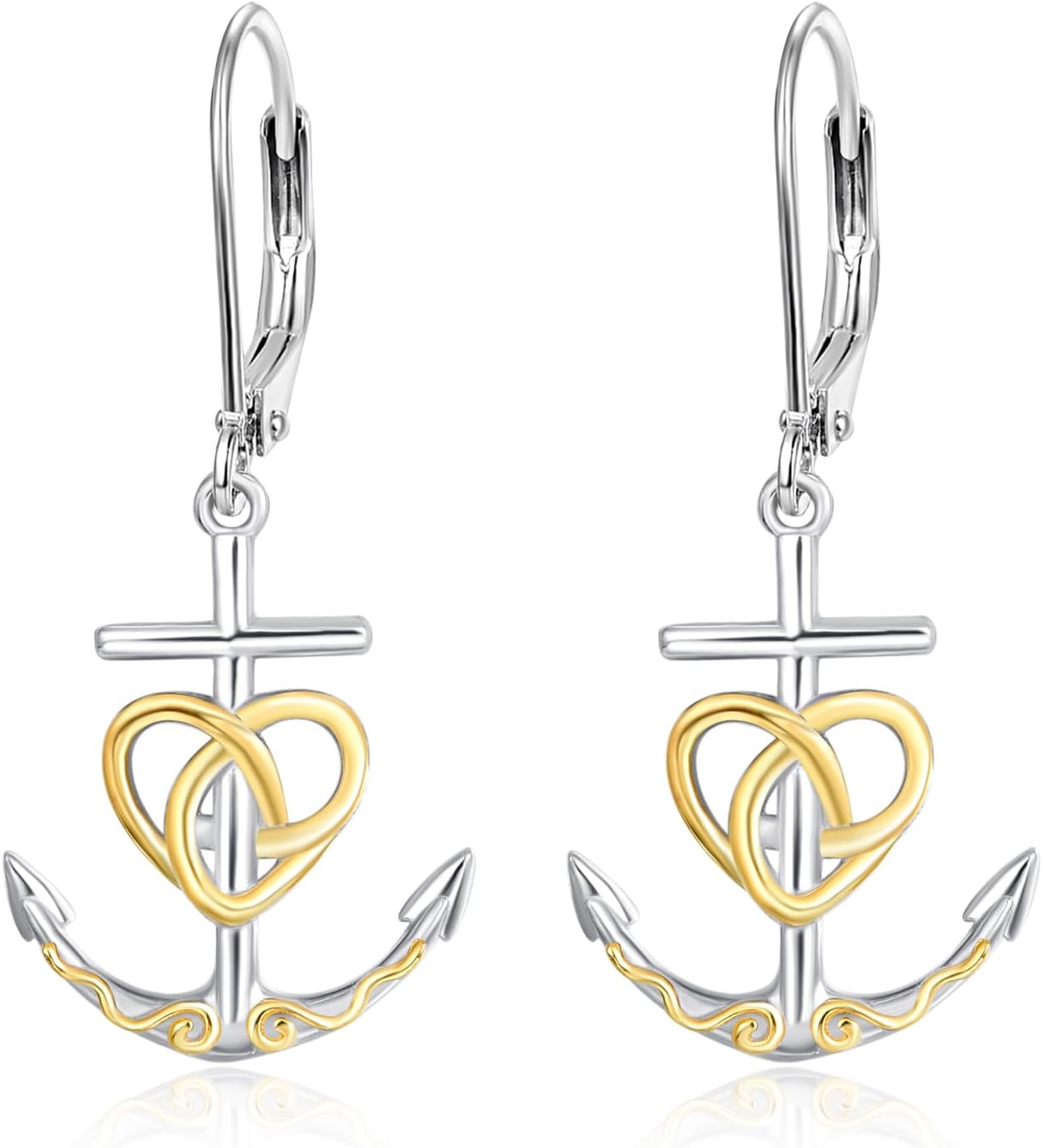 Palpitate Anchor Earrings Dangle Sterling Silver Dangling Earrings for Women Mather day Jewelry Gifts