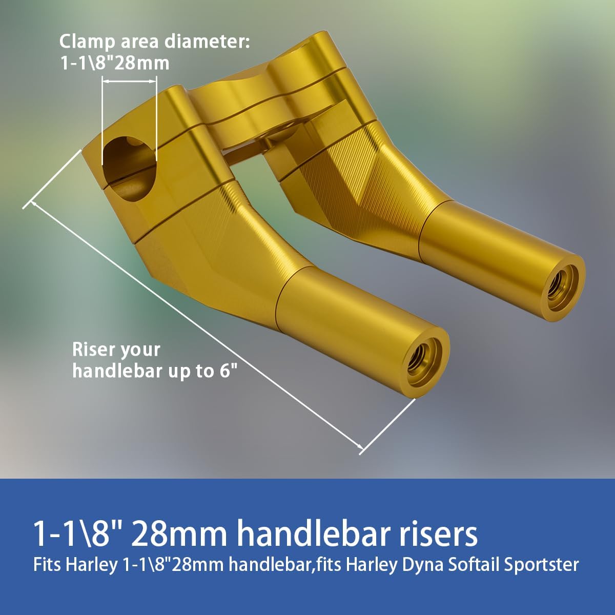 Motorcycle Pullback 6''Tall Handlebar Risers Extension Kit 1-1/8" 28mm Bar Clamp Dia Compatible with Harley Dyna Street bob Wide Glide Low Rider FXDLS FXDL Fat Bob FXDF Softail Sportster 883 1200