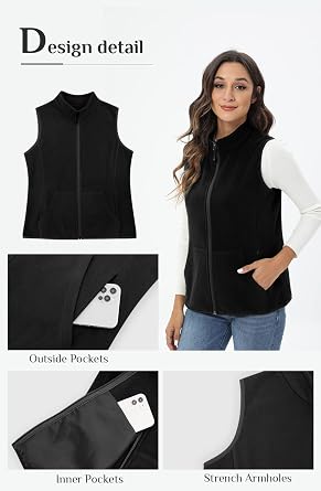 Xeoxarel Women's Fleece Vest with 6 Pockets (XS-2XL)