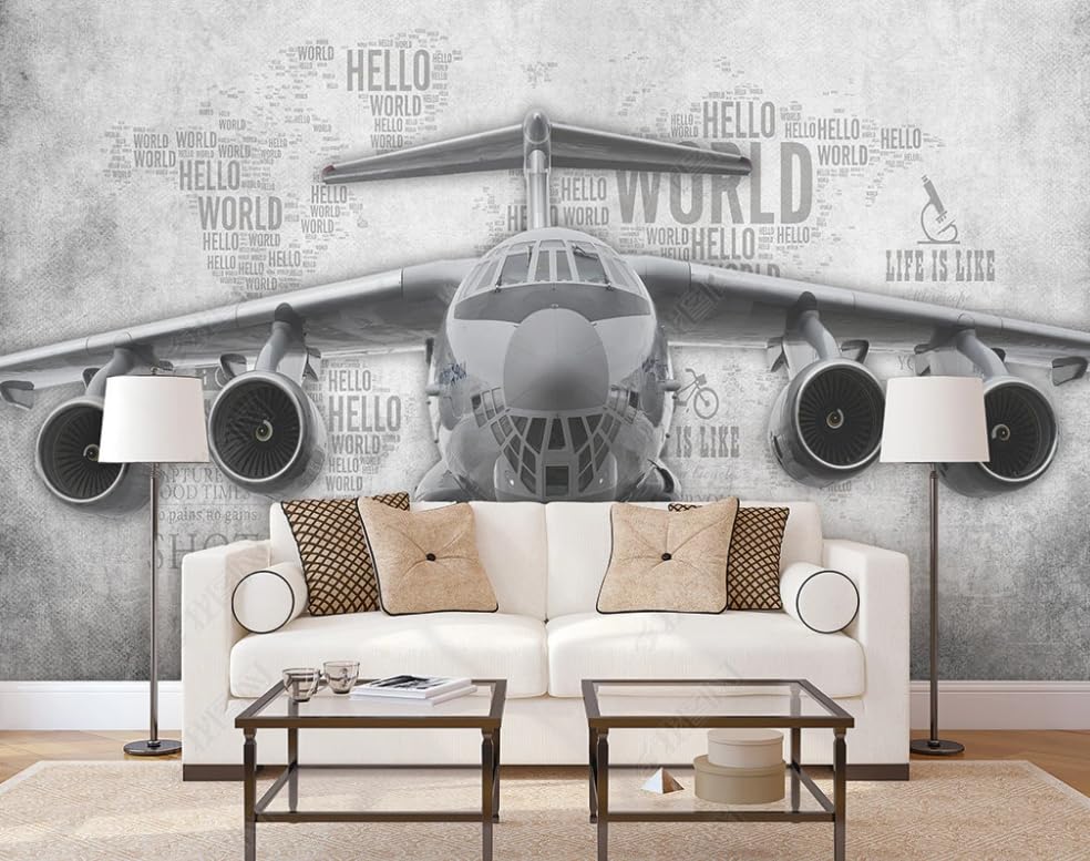 Poster géant mural avion 250cm pour créer une décoration thématique de restaurant