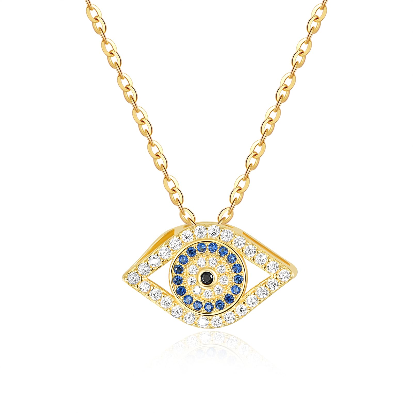 AENEAS Collar de mal de ojo para mujer, collar de plata de ley chapado en oro, joyería de moda Ojo Turco, regalos para mujeres y esposas