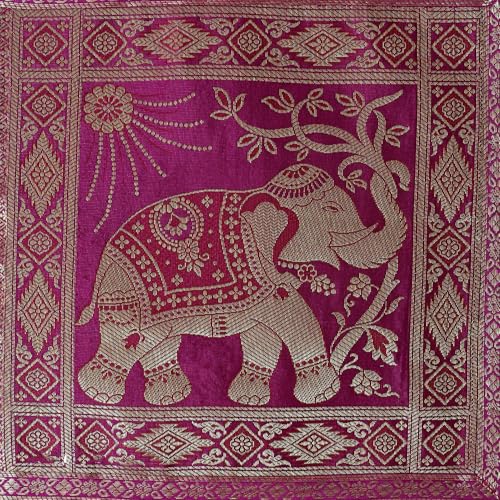 Image of Indian Traditional Decorative Silk Table Runner Kitchen Dining Good Luck Table Cloth for Wedding Bridal Birthday Party Decorations - 60x16 Inches (Pink)