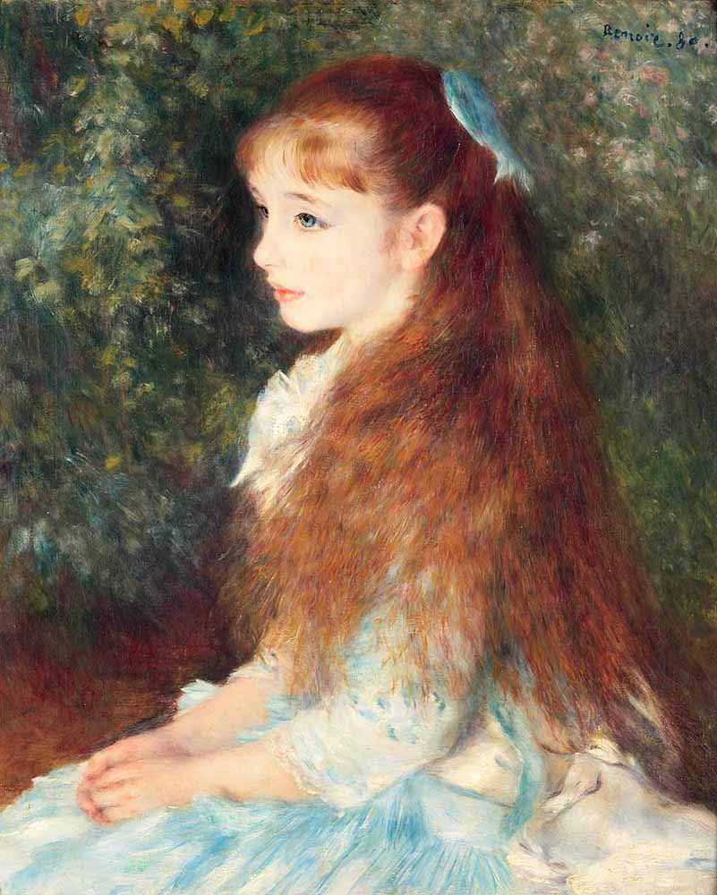 Fan C. Portrait Of Mademoiselle Irene Cahen D'anvers 1880 Pierre-Auguste Renoir - Canvas Wall Art Rolled 50X60 Cm - Portrait Paintings Reproductions Prints