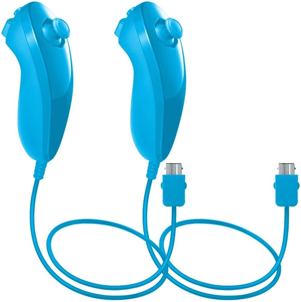 Wii Nunchuck Controller,Lyyes Nunchuck Controllers for Nintendo Wii Video Game Pack of 2 (Blue)