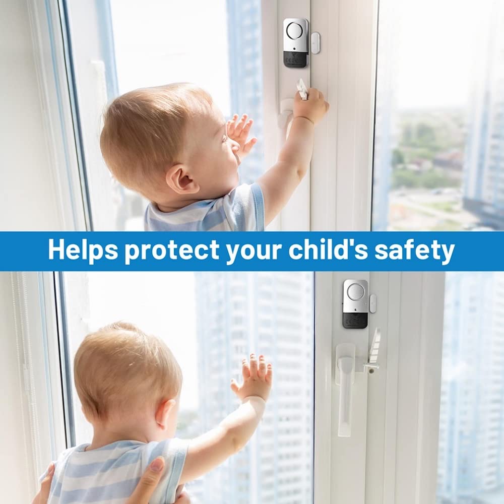 Sensores de alarma de ventana, alarmas de puerta para seguridad de niños, seguridad en el hogar para piscina, alarma antirrobo, alarma abierta para pacientes con demencia (paquete de 10)