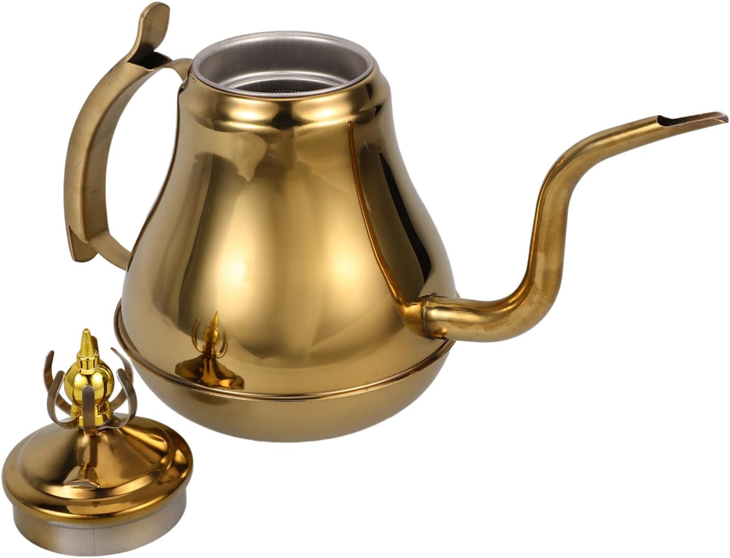 Luxshiny Stainless Steel Gooseneck Teapot Infuser Elegant Tea Kettle for Loose Leaf Flower Tea for Home Brewing