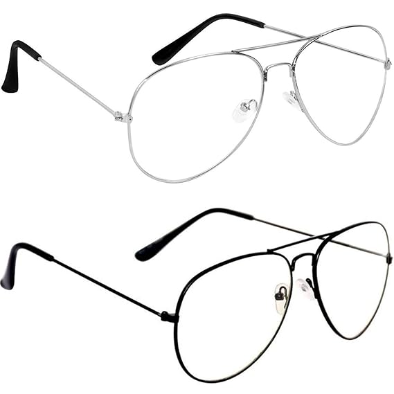 Dervin Unisex Aviator Sunglasses ( 55, Clear) - Combo of 2