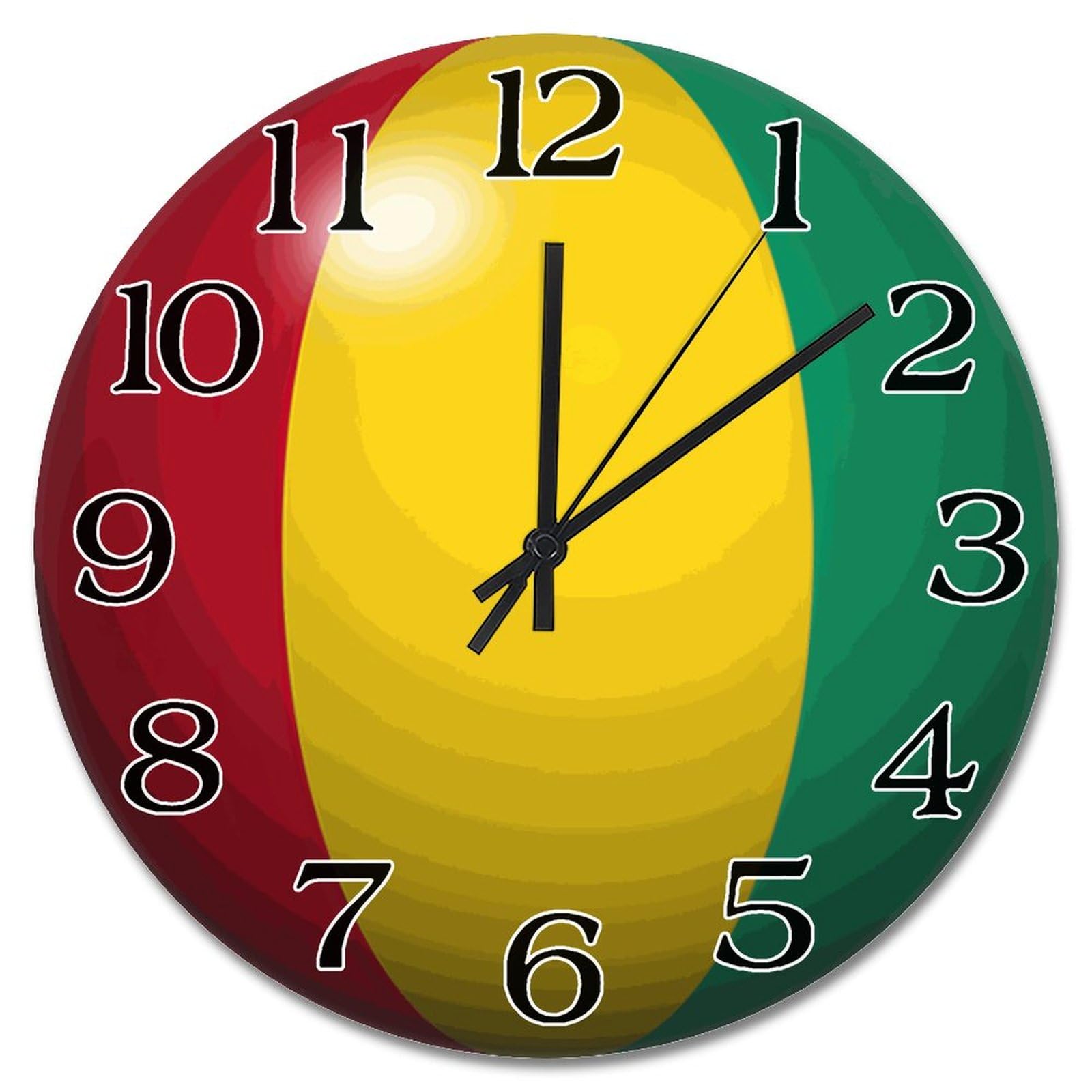 Horloge murale en bois drapeau Guinée 25cm silencieuse pour votre salon