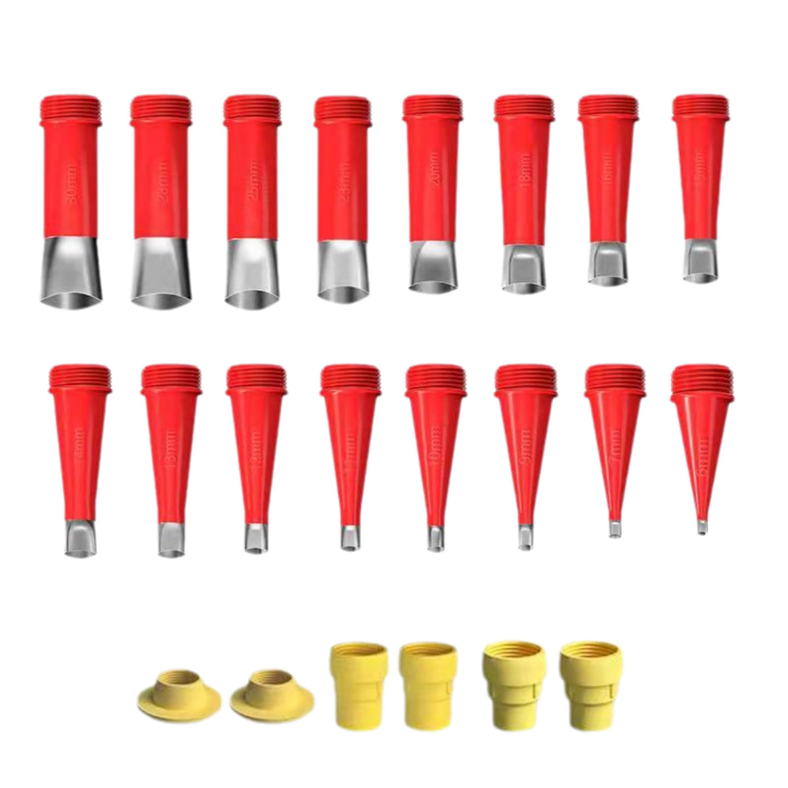 Nawwgy 22Piece Sealant Finishing Tool Set with Stainless Steel Caulking Nozzles and Rubber Bases Glue Gun Nozzle Set