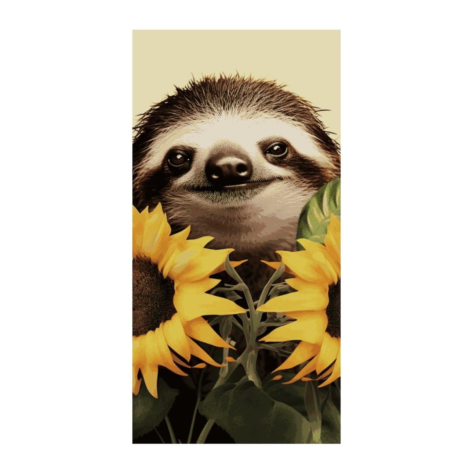 Adfgyerh Style Sloth Sunflower Curtains，Polyester Blackout Extra Wide，Door Curtain， 35.4X 70.9 Inch For Temporary Room Dividers Bedroom Living Room，Room Darkening Curtains ，For Doorway Privacy For Wall Hanging Dec