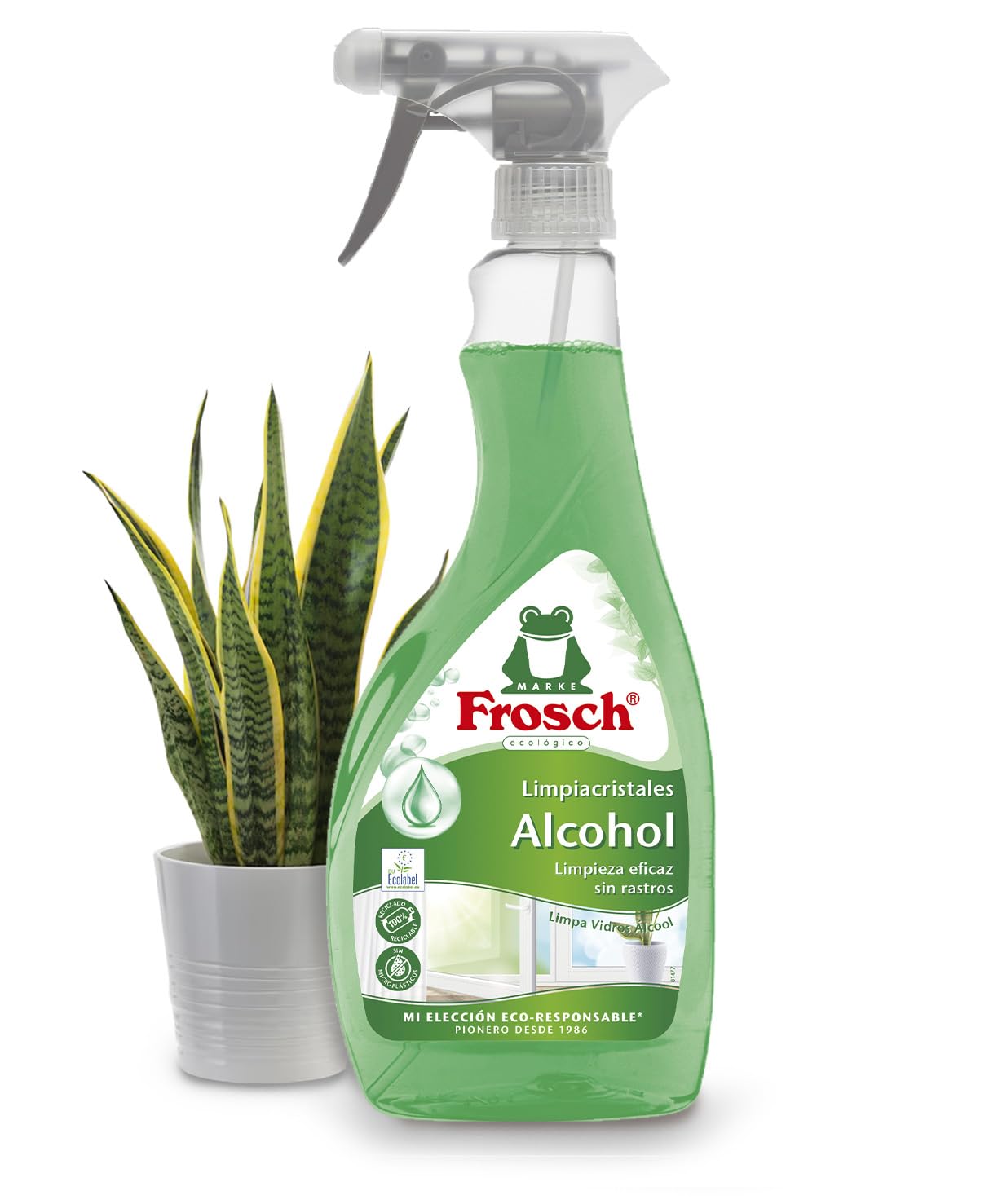 Frosch - Limpia Cristales Ecológico con Alcohol, Limpieza Eficaz de Cristales y Superficies Lisas - 500 ml