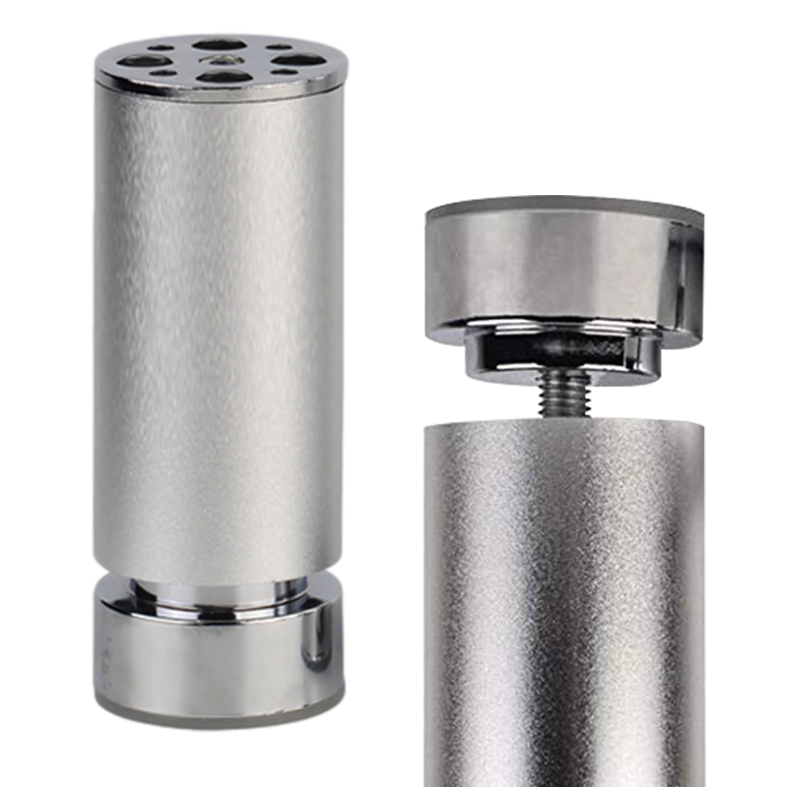 Pies de Mesa Plata, 4 Piezas Redondos Pies para Muebles Ajustable Aleación de Aluminio | Acabado Anodizada Altura 6-40cm Patas para Muebles Bano Patas de Mesa 40cm/15.7"