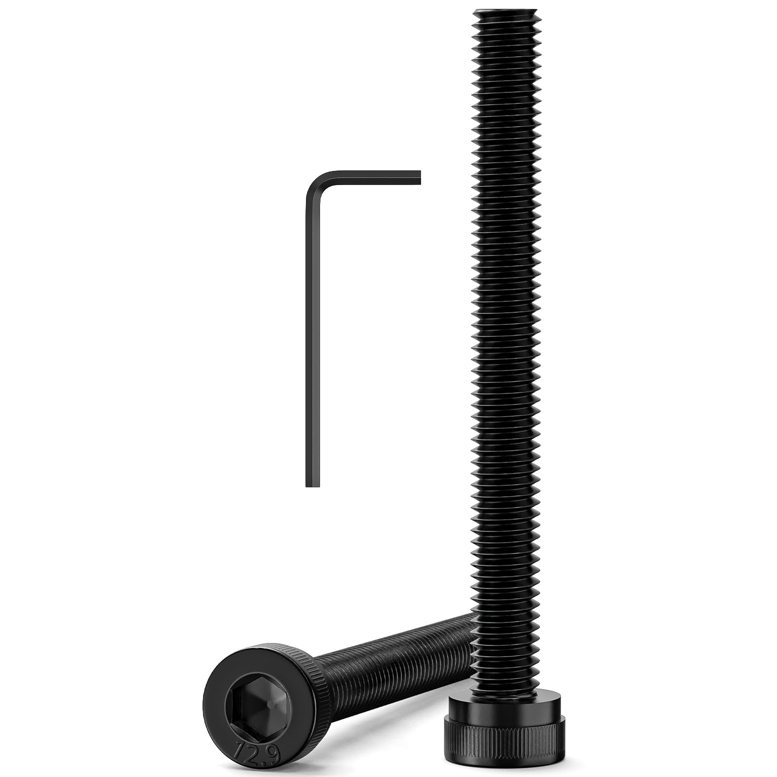 Valorada 120Pcs M3 Bolts, M3 x 30mm Hex Socket Head Cap Screws Bolts, 12.9 Grade Alloy Steel, Black Oxide Finish