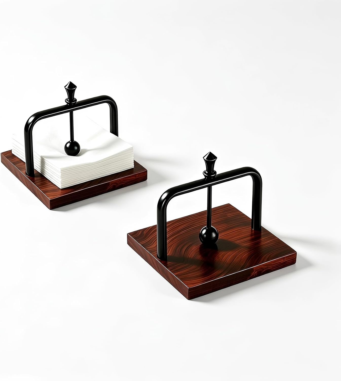 2 Pcs Wooden Base Square Flat Napkin Holder for Table