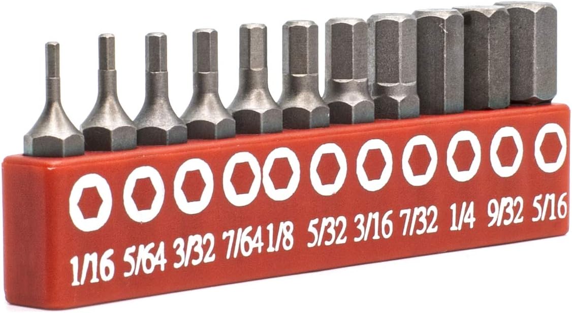 Genius Tools SB-311SH 11 Piece SAE Hex Screwdriver Bit Set