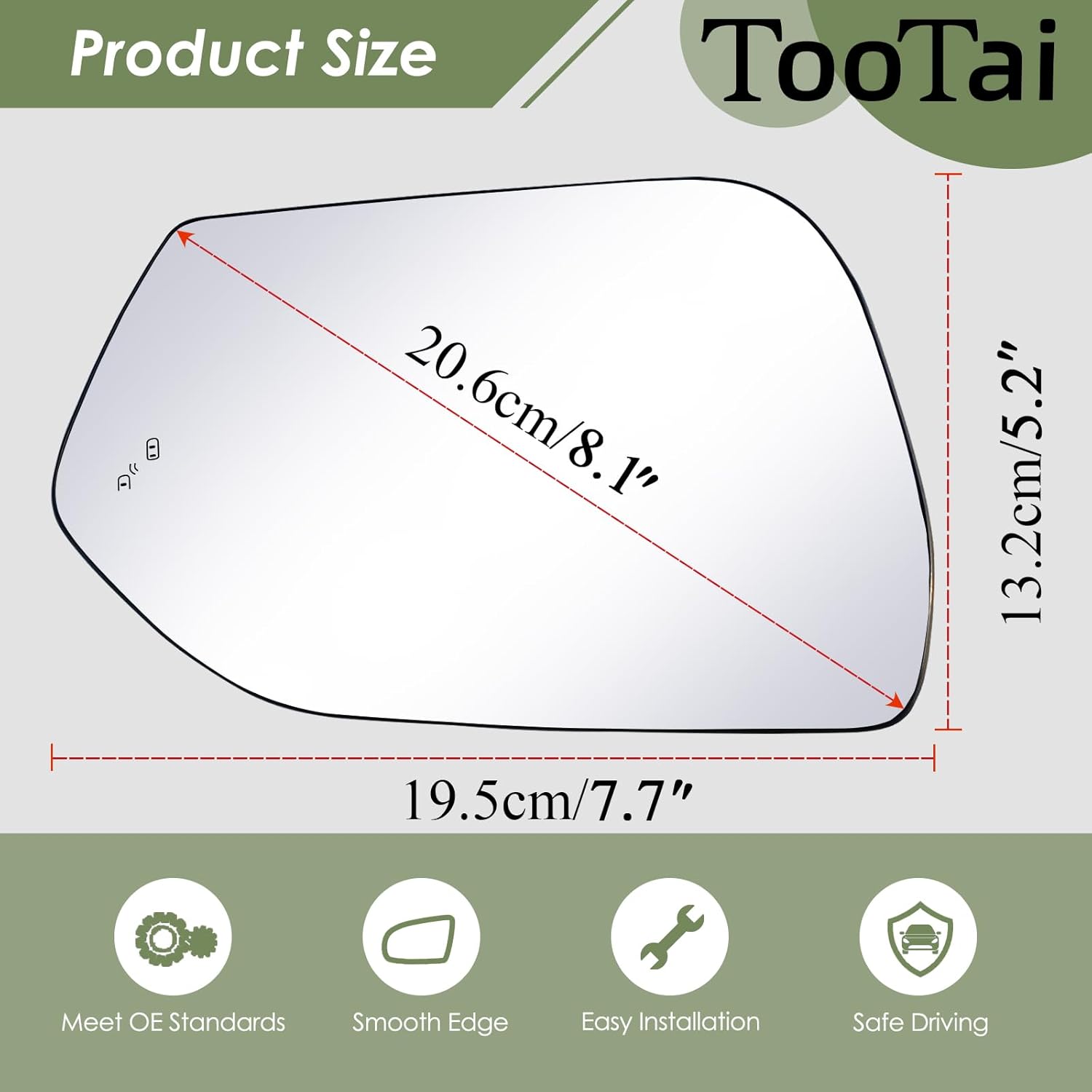 Driver Side Replacement Mirror Glass Compatible with Ford Explorer 2020-2025, Heated w/BSD, w/o Auto Dimming, LB5Z17K707N