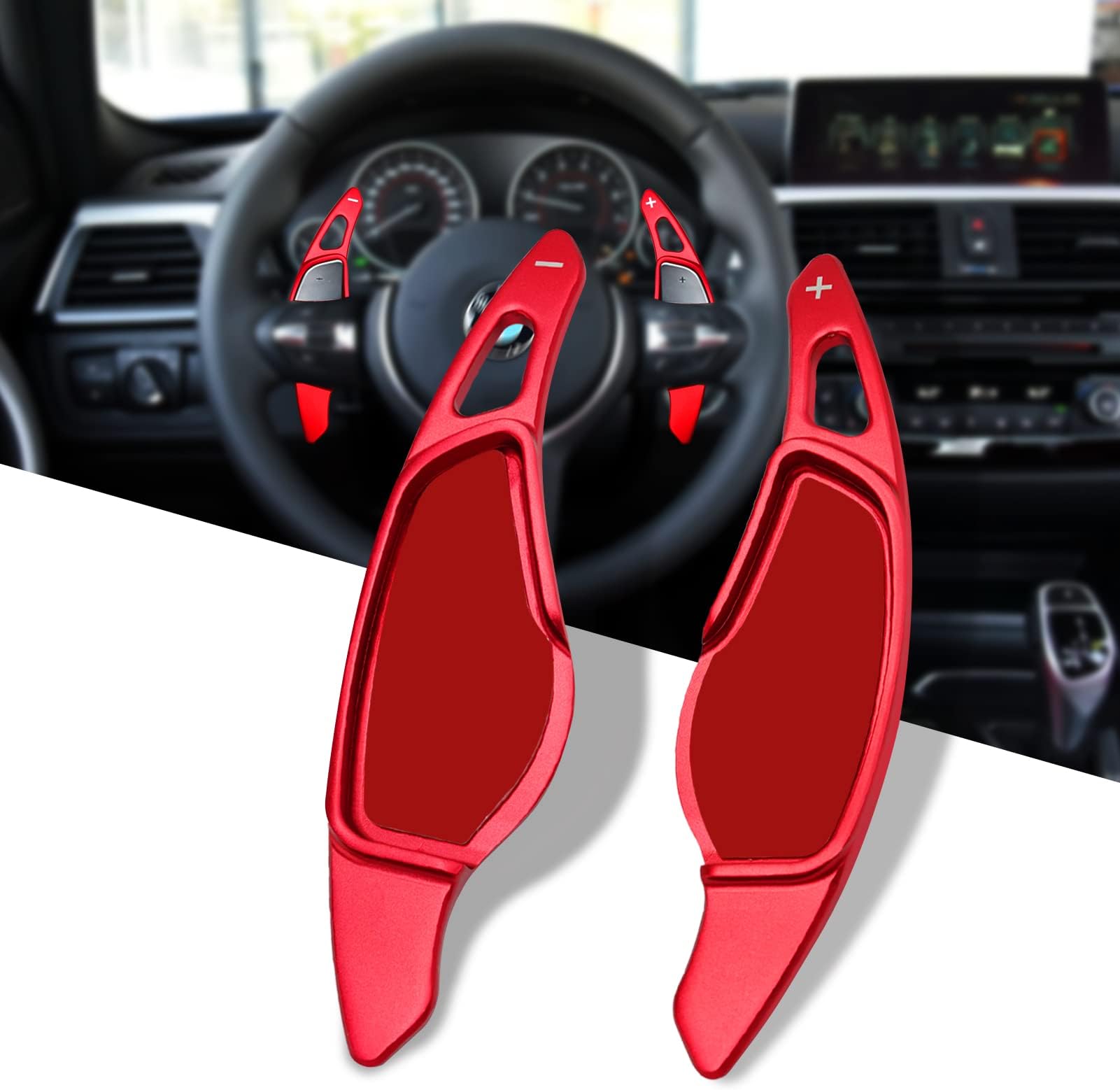 Compatible With BMW Paddle Shifter Extension 3'G20/5'G30/6' G31/7' G11/8' G14/X3 G01/X4 G02/X5 G05/X6 G06/X7 G07/Z4 G29(G Series),Metal Steering Wheel Paddle Shifters for BMW (Red)