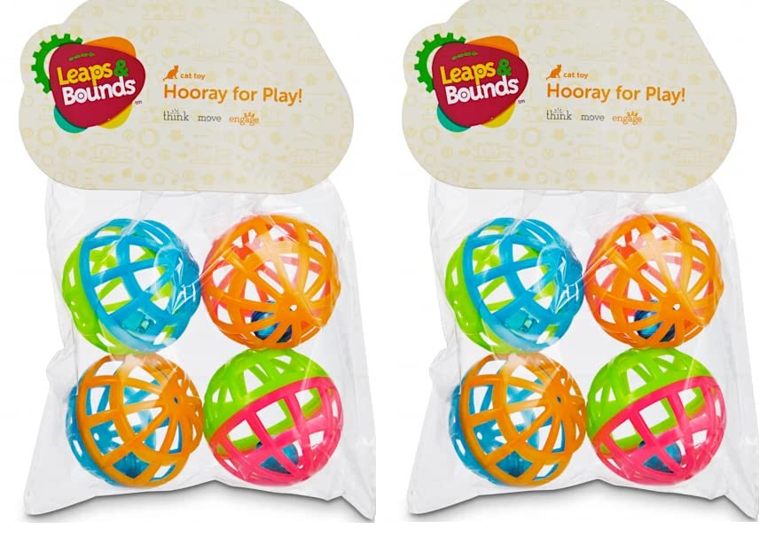Leaps & Bounds Lattice Ball and Bell Cat Toys, Pack of 4 Balls (2 Pack)